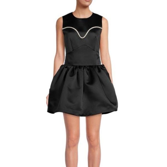 Tanya Taylor black Naoki satin sleeveless crystal mini dress - 4 (Small) NWT - Picture 4 of 7